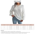 thumbnail image 6 of Women Knit Sweater Lantern Sleeve Round Neck Soft Breathable Loose Fit Lady Casual Top for Autumn Winter White M, 6 of 6