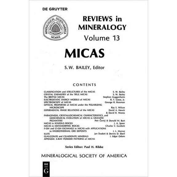 Reviews in Mineralogy & Geochemistry Micas, Book 13, (Paperback)