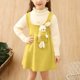 thumbnail image 3 of Vestido de cuello redondo y manga larga para niña, conejito de bolsillo, cuello de encaje, tejido de punto, manga larga, color liso, conjunto clásico, inocencia infantil y placer infantil, top de poli, 3 of 7