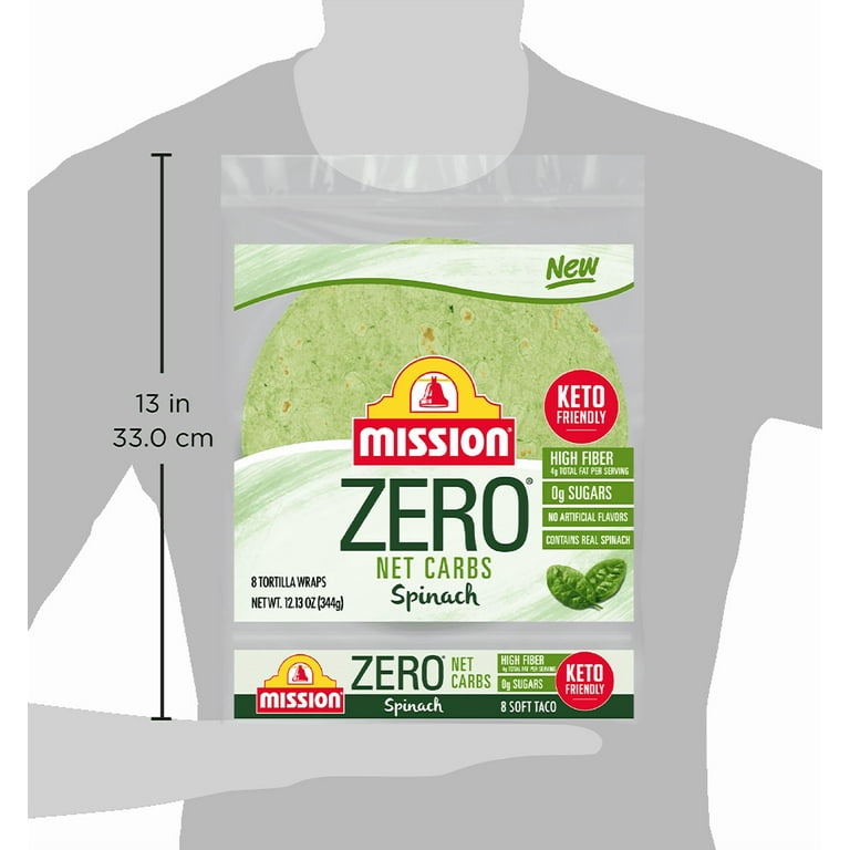 Mission Zero Net Carbs Spinach Soft Taco Tortilla 2 Pack, 8 Count