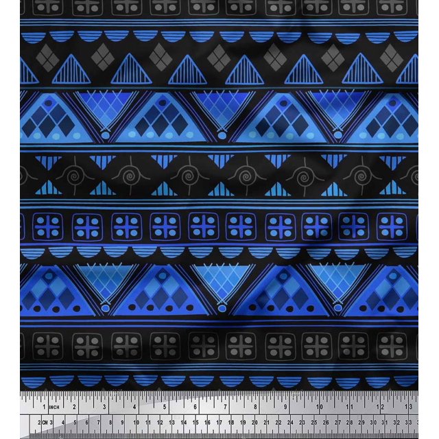 Soimoi Georgette Viscose Fabric Aztec Geometric Printed Fabric 1 Yard 42 Inch Wide