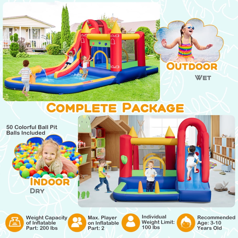 Aimee Lii 9-in-1 Inflatable Bounce Castle with Water Slide and Splash Pool without Blower, Water Slides Inflatables for Kids Aimee Lii 9-in-1 Inflatable Bounce Castle with Water Slide and Splash Pool without Blower, Water Slides Inflatables for Kids
