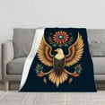thumbnail image 2 of Majestic Eagle & Sunflower Pattern Flannel Blanket - Soft Cozy Durable for Sofa Travel Bed Chair - Elegant Design, 2 of 7