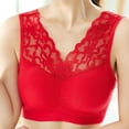 thumbnail image 2 of rygai Lady Bra Solid Color Wireless Lace See-through Hollow Out Push Up V Shape Back No Constraint Padded Brassiere Female Garment,Khaki,One Size, 2 of 8