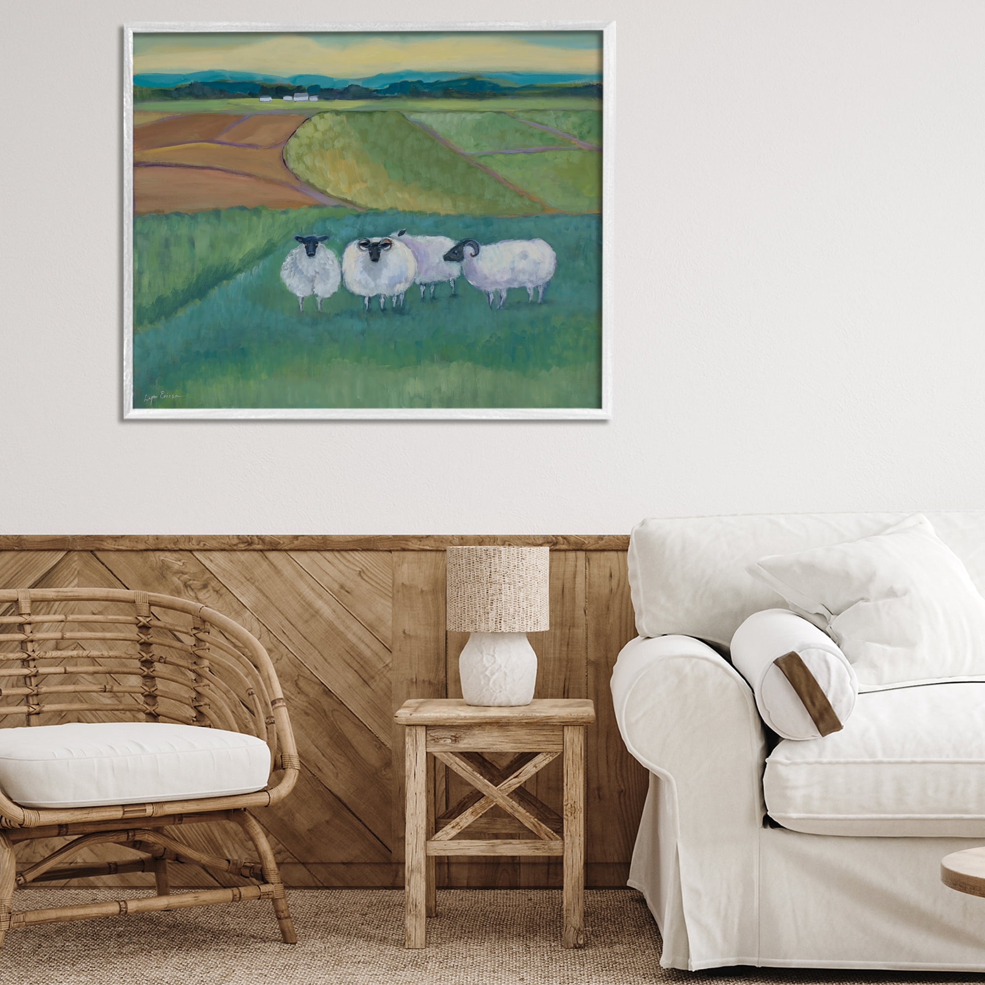 Stupell Industries Sheep Herd Meetup White Framed Giclee Art, design by Lynn Ericson Fine Art