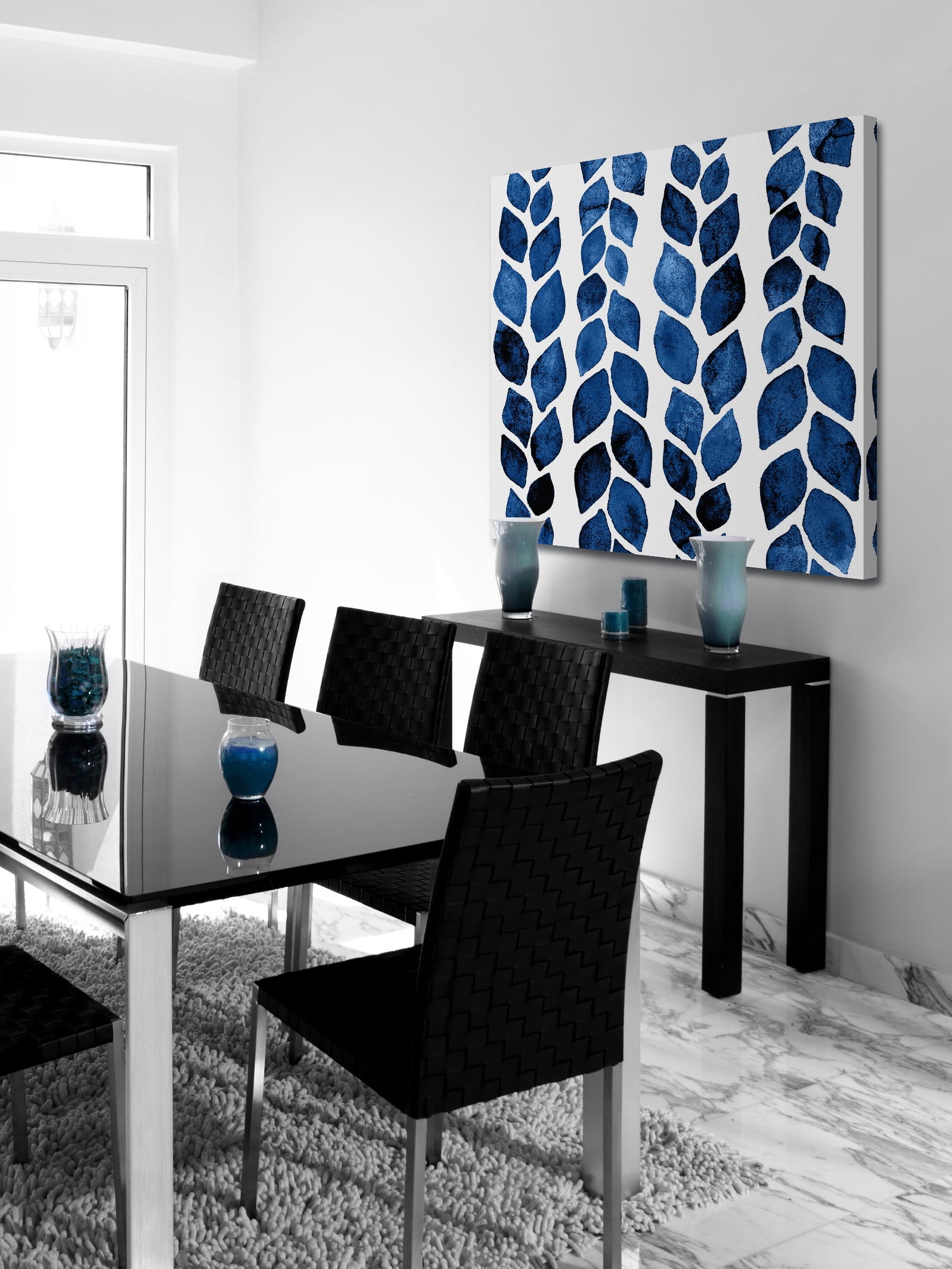 "Blue Petal Tracks" Painting Print on Wrapped Canvas
