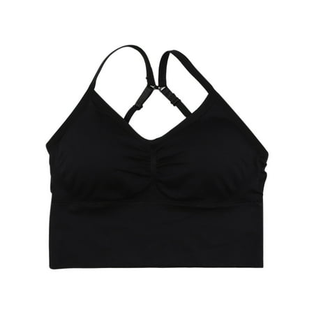 

HAPIMO Rollbacks Sports Bras for Women Running Padded Bralette Workout Activewear Bra Cozy Gathered Athletic Vest Stretch New Sling Girl Bra Without Steel Ring Elastic Black F