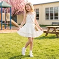 thumbnail image 4 of Grblisyd School Uniform Skirts for Teen Girls Elastic Waist Ruffle Hem A Line Skirt Kids Cute Mini Tennis Skirt, 4 of 7