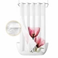 thumbnail image 2 of Pink Tulip No Hook Shower Curtain Waterproof, Bathroom Curtains with Snap in Liners and See Through Top Window, Modern Blossom Pastel White Floral Petal Hotel Style Bathtub Curtains Shower 36"Wx72"L, 2 of 8