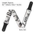 thumbnail image 2 of Leather Shoulder Strap Black White Printed Adjustable Length Durable for Bass / Folk Guitar, 2 of 4