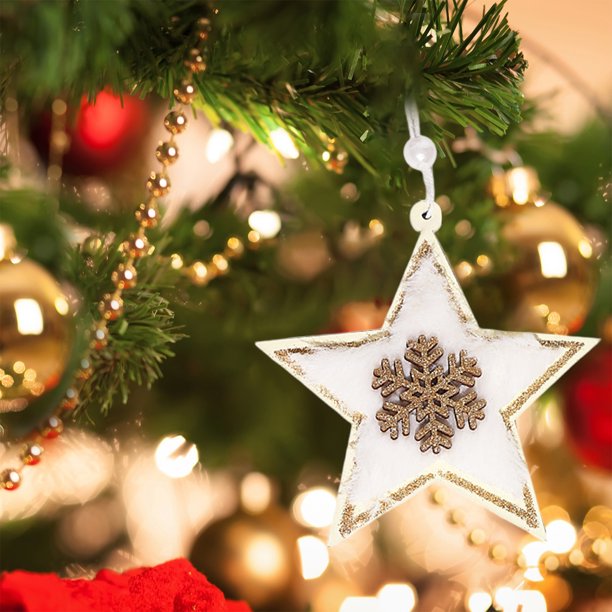 Adornos navideños, adornos navideños, regalos navideños, adorno navideño de madera dorada, árbol de Navidad, estrella, corazón, copo de nieve de terciopelo, decoración festiva, accesorios colgantes, l