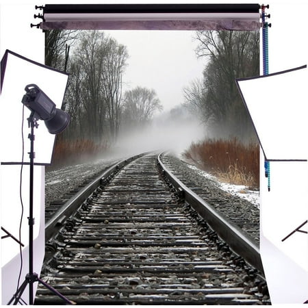 Image of Railway train stones 5X7ft Indoor Studio Photography Background Backdrop