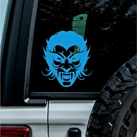 (2 Pcs Azure Blue 4.8 X 5.4 ) Transparent Adhesive Decal Sticker Of Vampire Fangs Mask For Car Bumper Window Laptop Tumbler Jeep Truck Motorbike Helmet Door Wall For Indoor Outdooh7121Nb083124