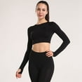 thumbnail image 2 of UJNDER Women's Long Sleeve Yoga Tops for Women Breathable High Intensity Workout Shirts Wicking Fitness Racerback for Outdoor Exercise Black XL, 2 of 5