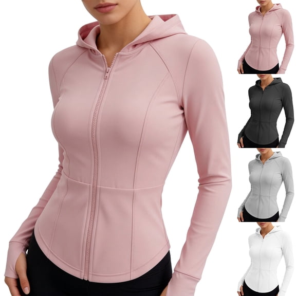 Women's UPF 50 Lightweight Athletic Jacket Sun Protection Full Zip Long Sleeve Shirts Slim Yoga Sun Protection Top Long Sleeve Hoodless Casual Jacket