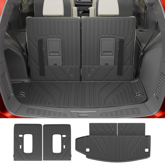 Rongtaod TPE All Weather Cargo Liner & Backrest Mats, Fits Dodge Durango 16-26 6&7 Seater, Waterproof Non-Slip Full Set