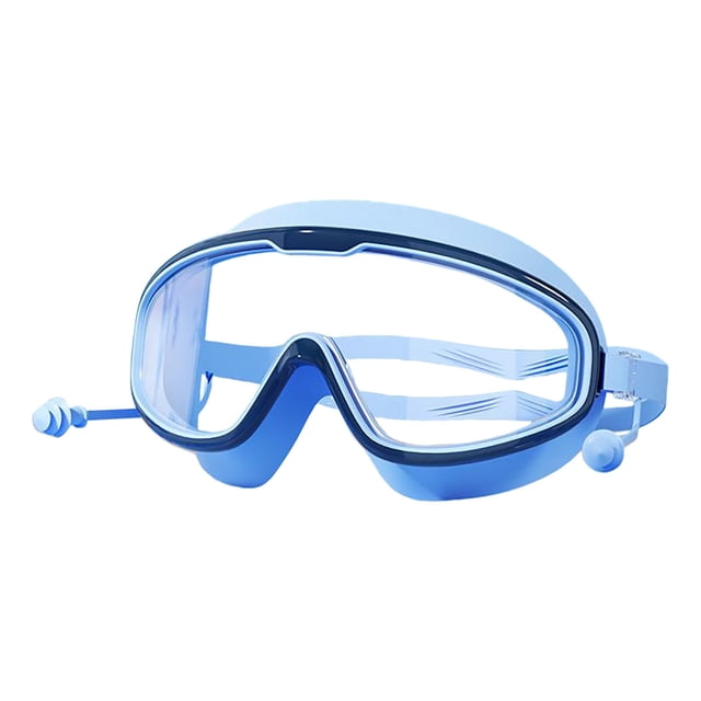 Large Frame Waterproof And Anti-Fog Swimming Goggles with Earplug, Adjustable HD Favorabler Goggles for Students Adult
