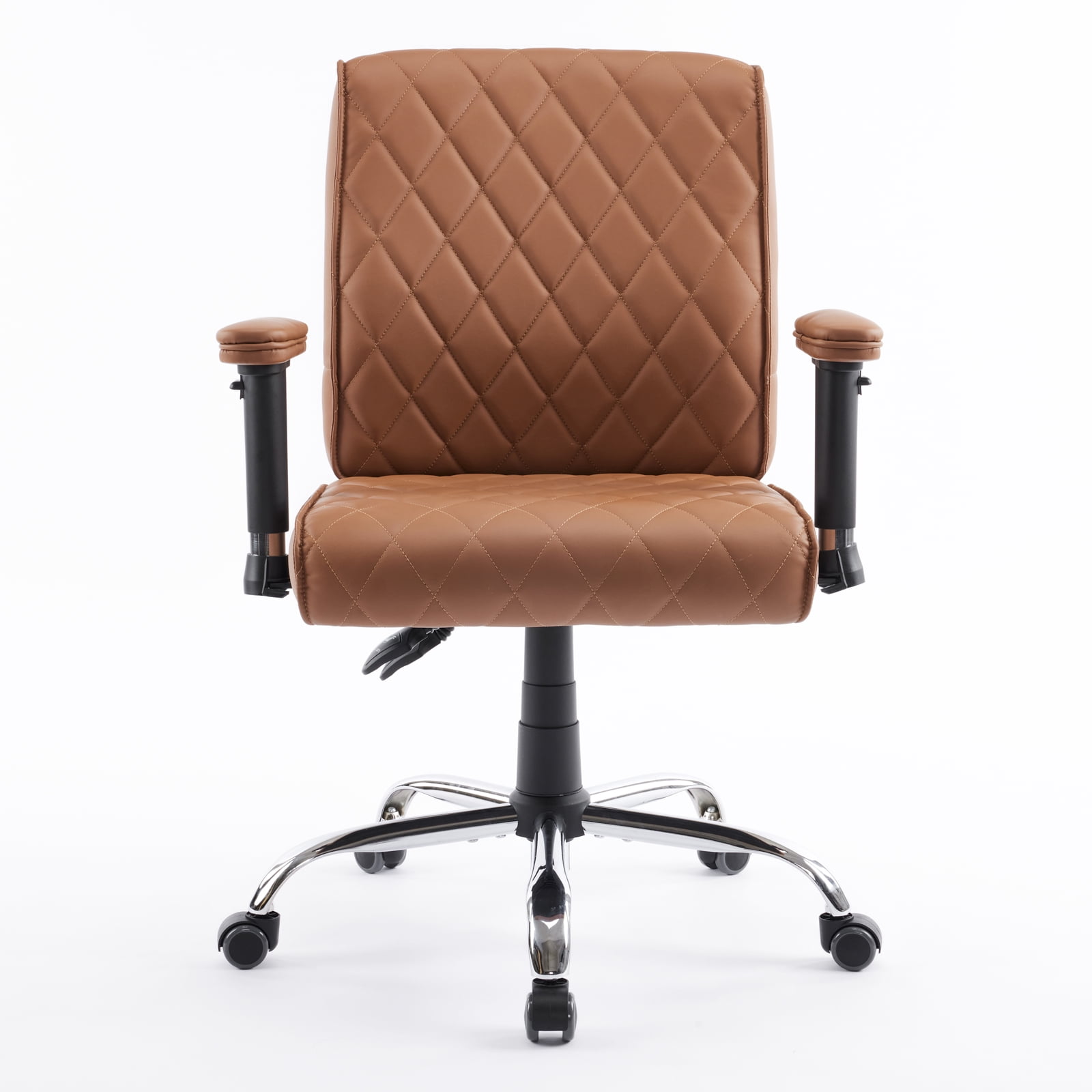 DELIA Stylish Comfortable Office Desk Chair, Customer Rolling Seat, Diamond Stitched, Adjustable Height Perfect for Office, Conference Room, Reception, Waiting Area, Cappuccino