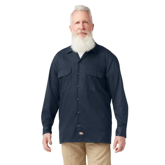 Dickies Men's FLEX Relaxed Fit Long Sleeve Work Shirt | Stretch Twill Button-Front Shirt with Moisture Wicking & Stain Release Fabric
