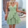 thumbnail image 6 of Halter Cocktail Women Dresses Prom Formal Wedding Bridesmaid Dress Ruffled Evening Party 2025 Mini Dress Green S, 6 of 9