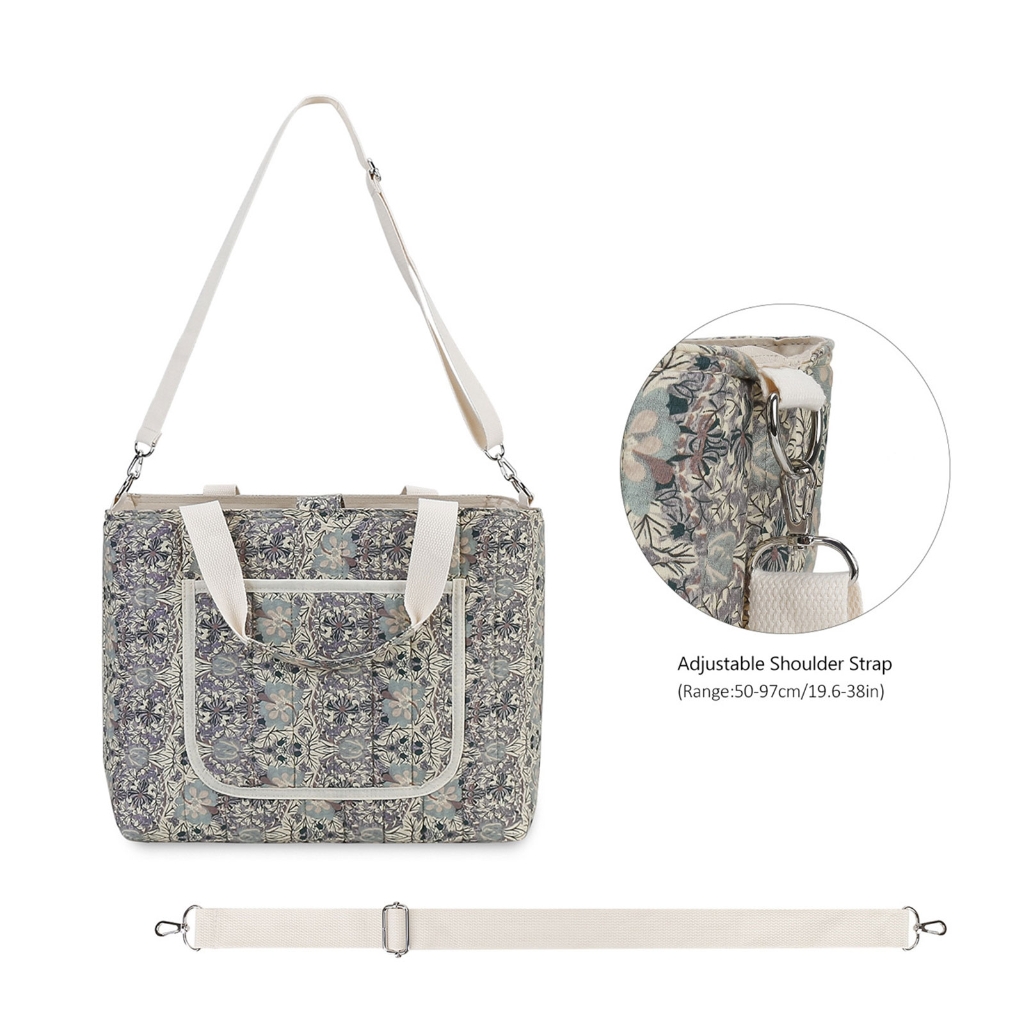 Jesscasday Mom Bag with Flower Pattern Large Capacity Women Diaper Bag Shoulder Bag Handbag Multiple Compartment Splashproof Bag