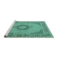 thumbnail image 2 of Ahgly Company Machine Washable Indoor Square Medallion Turquoise Blue Traditional Area Rugs, 8' Square, 2 of 4