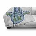 thumbnail image 3 of Hamsa Soft Flannel Fleece Throw Blanket, Mysticism Japanese Culture Inspired Design with Koi Fishes Magic Power, Cozy Plush for Indoor and Outdoor Use, 60" x 80", Blue Green Yellow, by Ambesonne, 3 of 6