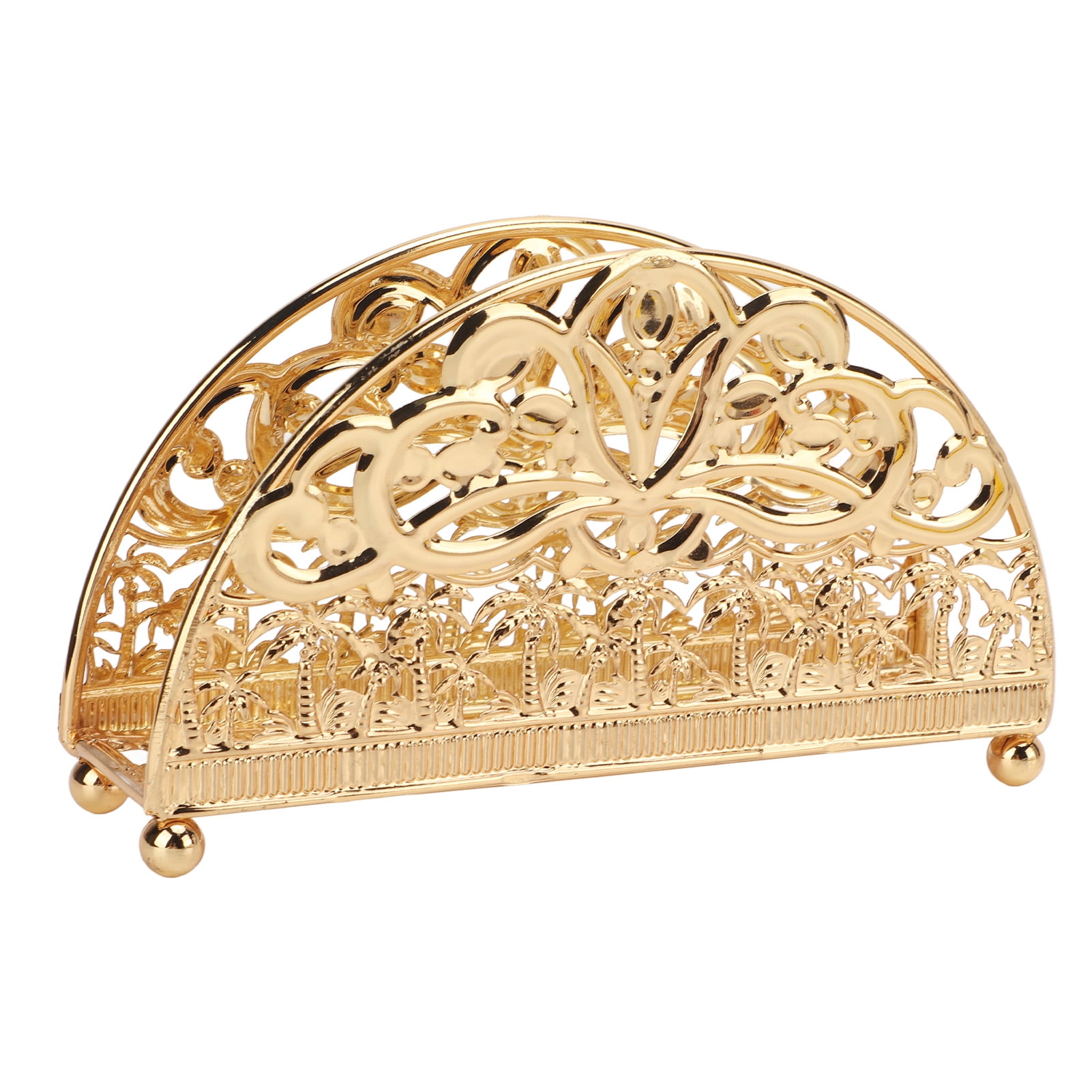 Paper Napkin Holder, Easy To Clean Napkin Holder Hollow Iron Pattern Vertical Gold Metal Design