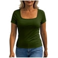 thumbnail image 5 of Tqcoqu Womens Short Sleeve Shirts with Built in Bra Summer Basic T-Shirts Workout Yoga Tops Athletic Shelf Bra Tops Padded,Army Green Women's S-XXL, 5 of 10
