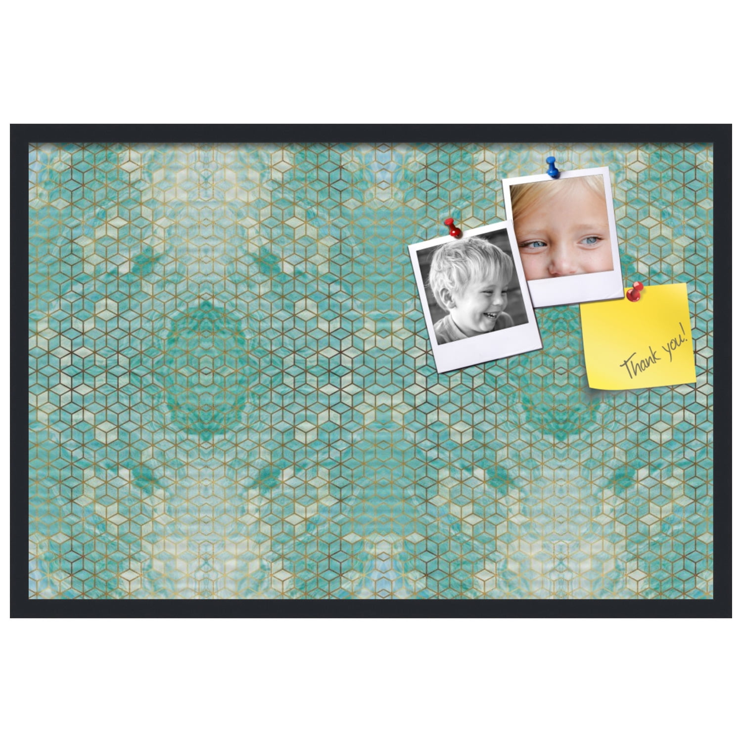 PinPix 36x24 Custom Cork Bulletin Board Aqua Poster Board Has a Fabric Style Canvas Finish, Framed in Aqua, by ArtToFrames (PinPix-1881)