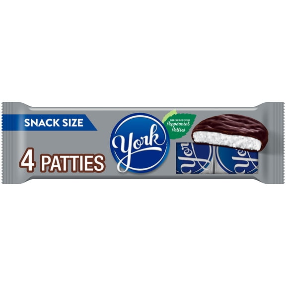 York Dark Chocolate Covered Snack Size Peppermint Patties 4 - 0.6 oz Bars