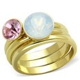 thumbnail image 1 of Bague en Acier Inoxydable IP Gold avec Cristal de Qualité Supérieure en Blanc - Taille 10, 1 of 1