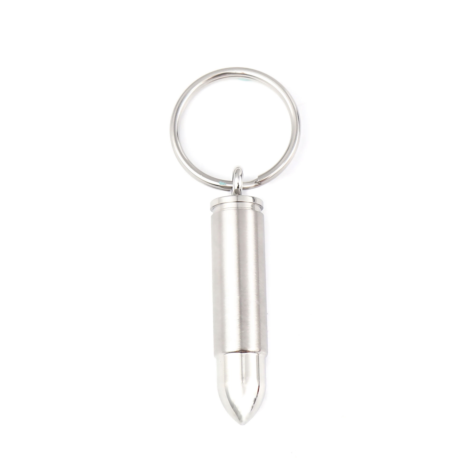 Silver Stainless Steel Bullet Pendant Cremation Urn Keychain Cremation Urn for Human Ashes Key Ring Memorial Keepsake Jewelry with Free Funnel Kit and Velvet Jewelry Box