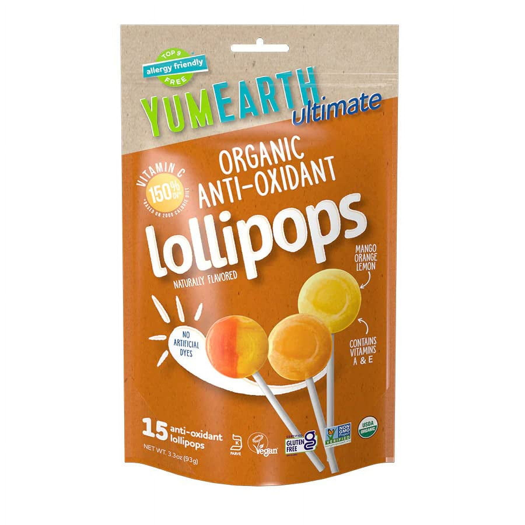 YumEarth Organic Elderberry Lollipops 15 Count Vegan Gluten Free