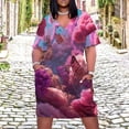 thumbnail image 2 of Womens Casual Dresses Pink Coral Butterflies Underwater Fantasy Art Short Sleeve Dress Summer Dresses for Women 2025, 2 of 6