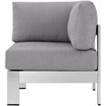 thumbnail image 4 of Modway Shore Fauteuil d'Angle de Patio Extérieur en Aluminium et Tissu, Argent/gris, 4 of 4