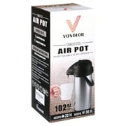 Vondior Thermal Airpot Coffee & Tea Beverage Urn, Silver, Large, 102 oz