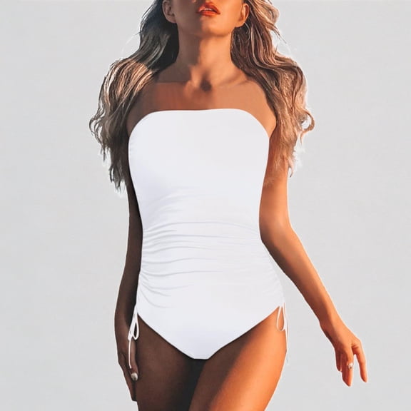 GYUJNB Womens One Piece Swimsuits Strapless Bandeau Bathing Suit Swimwear,S