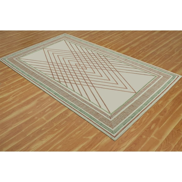 Casavani - 12'x18' Handwoven Cotton Block Printed Rugs Geometric Brown Area Rugs for Farmhouse Bedroom