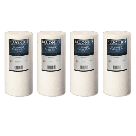 

Bluonics 4 Big Blue Sediment Water Filters (1 Micron) 4.5 x 10 Whole House Cartridges