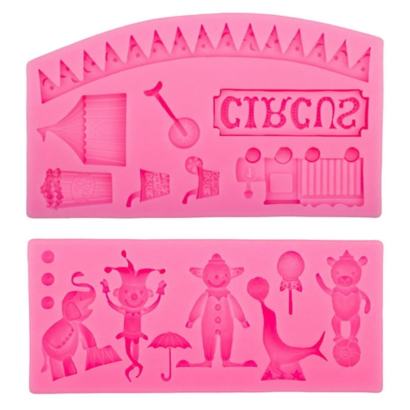 YARNOW 2pcs Circus Themed Cake Molds Silicone Fondant Molds Cartoon Animal Silicone Molds