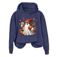 thumbnail image 4 of Yuhangmm Halloween Sweatshirts for Women Halloween Sweatshirt Letter Graphic Tee Oversized Pullovers Loose Tops with Cute Design Navy XL, 4 of 4