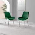 thumbnail image 2 of Furniturebox UK Pesaro Modern Adult Velvet Green Dining Side Chairs, Set of 2, 2 of 6