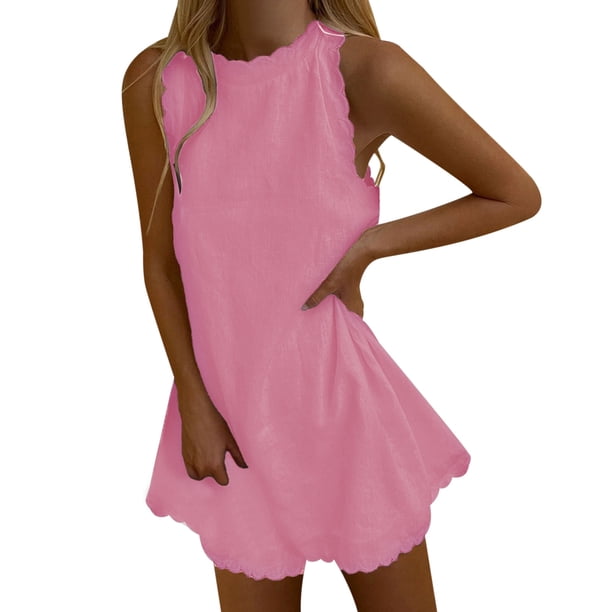 Gibobby Vestidos para Mujer Casuales Vestido de suelto sin mangas para mujer(Rosa,CH)