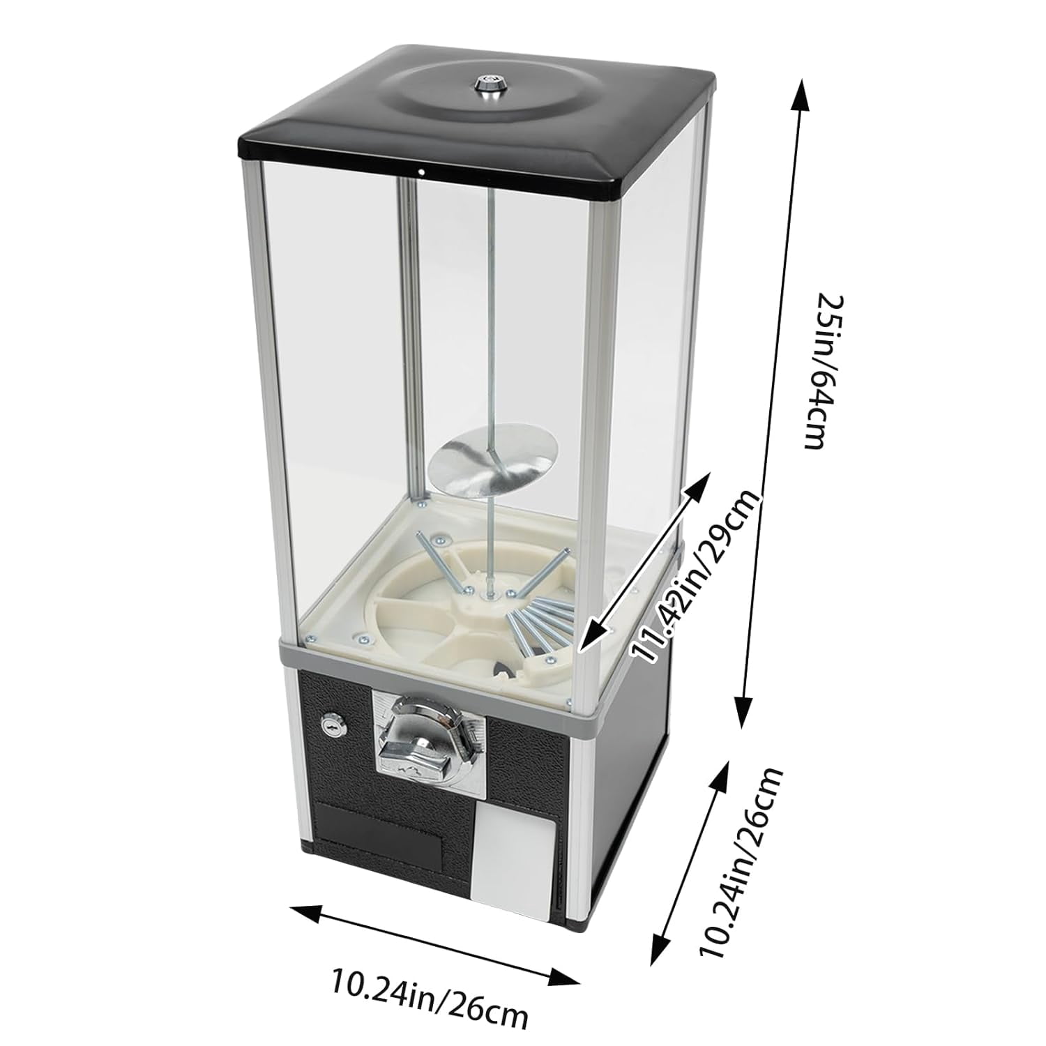 Vending Machine, 25 Cents Commercial Candy Gumball Machine, Huge Load Capacity Gumball Bank, Vending Machine for 700-800 Coins, Perfect for Game Stores and Retail Stores Modern Style (Black)