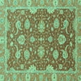 thumbnail image 1 of Ahgly Company Indoor Square Oriental Turquoise Blue Traditional Area Rugs, 4' Square, 1 of 4