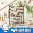 thumbnail image 4 of 3 Tier Mesh Shoe Rack, Closet Metal 32 inch Shoe Rack Organizer Heavy Duty, Black, 4 of 16