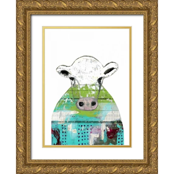 Ogren, Sarah 24x32 Gold Ornate Wood Framed with Double Matting Museum Art Print Titled - Collage Cow
