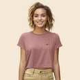 thumbnail image 4 of Dalix Rainbow Embroidered Cropped Flowy Soft Cotton Short Sleeve T Shirt Womens in Mauve 2XL XX-Large, 4 of 5