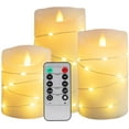 thumbnail image 1 of Led Flameless Candles With Remote, Battery Operated Candles With Silver Fairy String Lights, Indoor Electric Candles, 1 of 5